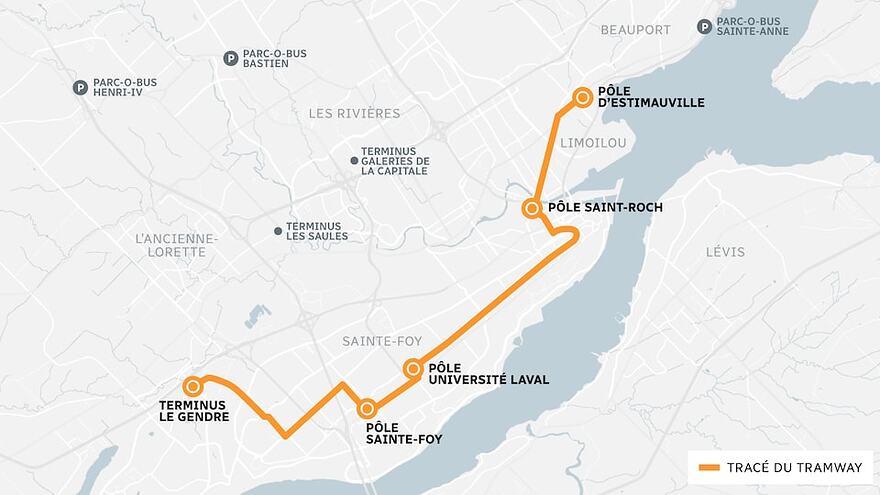 Le tracé proposé par le maire Labeaume le 11 mars 2021.