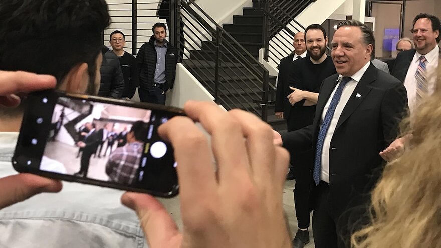 Le premier ministre François Legault lors de son passage à l'entreprise Sonder à San Francisco en décembre 2019