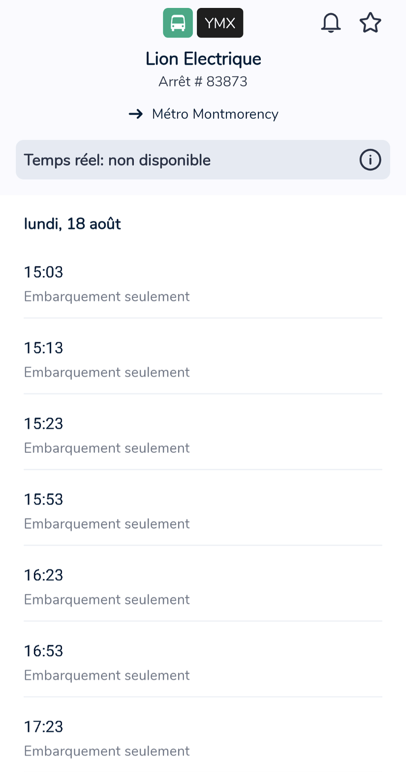 Horaire vers Montmorency