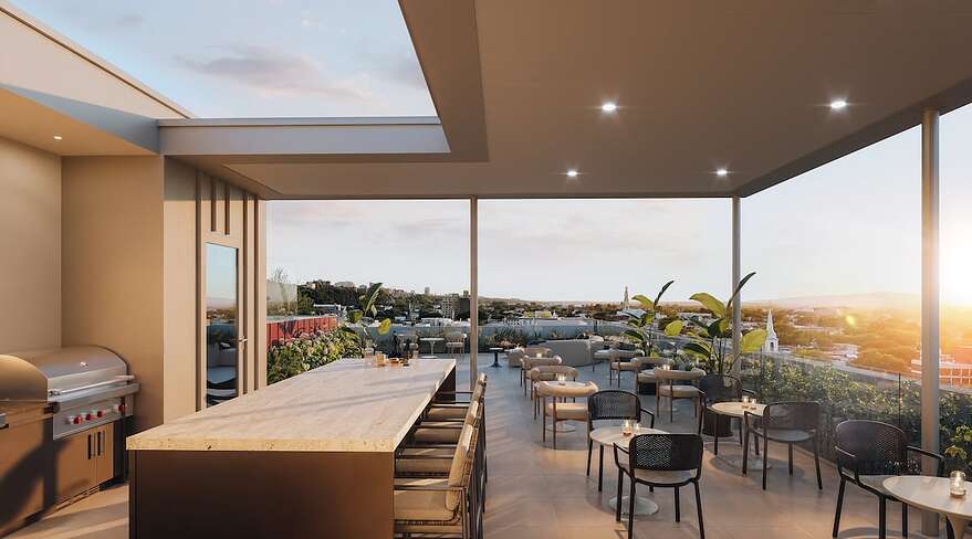 Un espace avec BBQ et tables pour manger est prévue sur le terrasse du Cumulus condos-hôtel.
