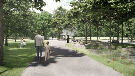 Futurs aménagements du parc Clément-Jetté Sud, vue vers l'est