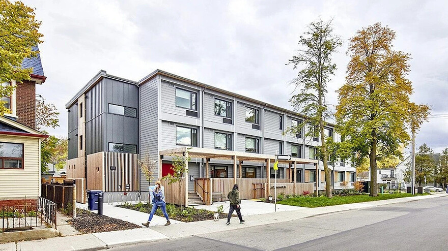 Artist rendering of modular housing for the homeless in Toronto