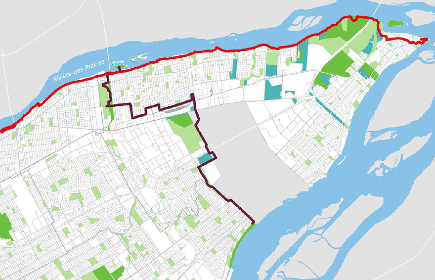 Tracé du corridor vert de l'Est - ©Ville de Montréal - PUM2050