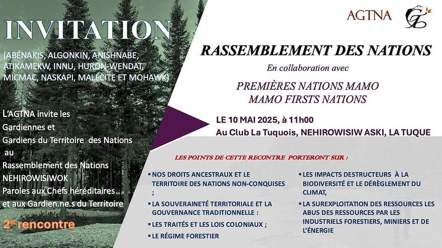 Pour la suite des choses, l’Association des Gardiens du territoire Nehirowisiw Aski organise ce samedi le Rassemblement des nations au Club latuquois.
