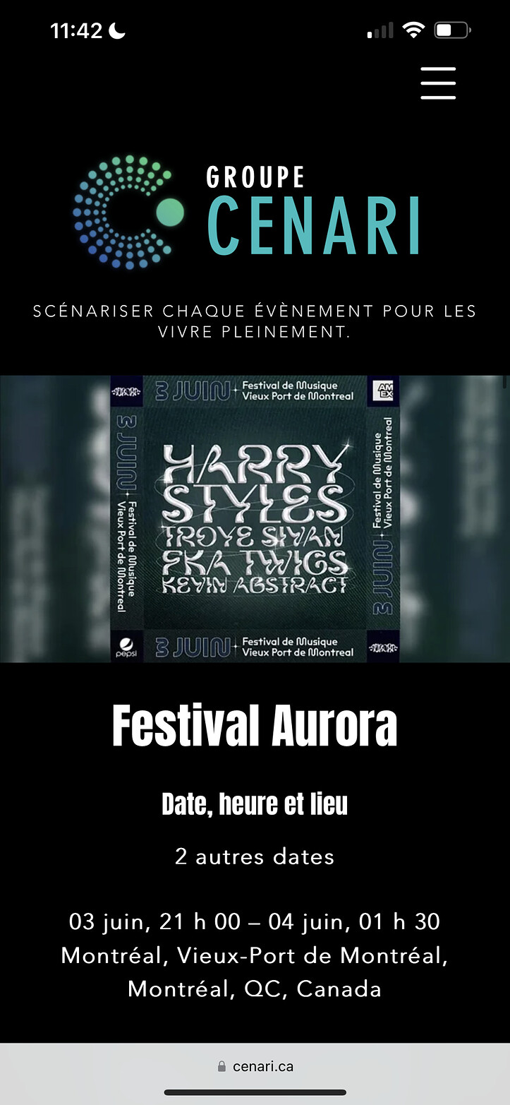 Les billets pour le Festival Aurora, coûtant jusqu’à 650 $ (plus taxes), sont en vente sur le site internet du Groupe Cenari.