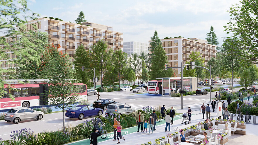 Une représentation de ce à quoi pourrait ressembler le futur boulevard Taschereau © Ville de Longueuil