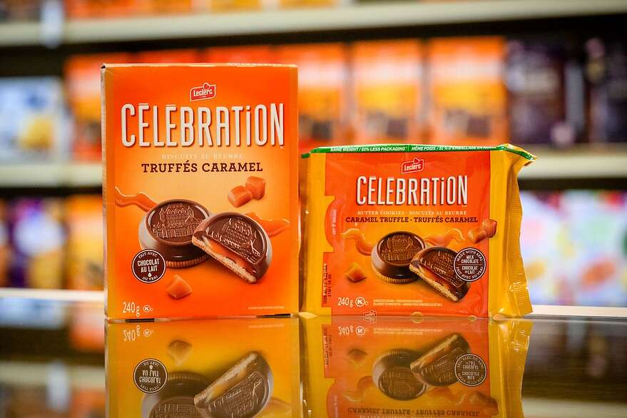 D'un format cartonné, les biscuits Leclerc passeront à un contenant plastifié plus compact.