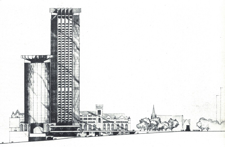 1964 RogerDAstous pourCPR dessin1 concept préliminaire Hôtel Château Champlain