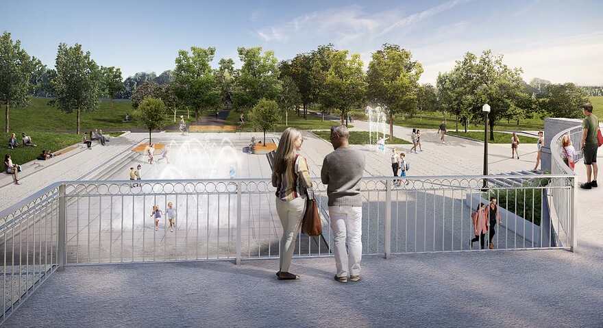 Jeux d'eau de la croisée ©Cimaise inc. + MLC Associés inc. + Groupe Élise Beauregard et collaborateurs inc