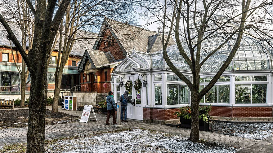 A greenhouse adjoins the Westmount Public Library on Sherbrooke St. W. The library opened its doors in 1899 and has been celebrating its 125th anniversary this year. ©Dave Sidaway Montreal Gazette