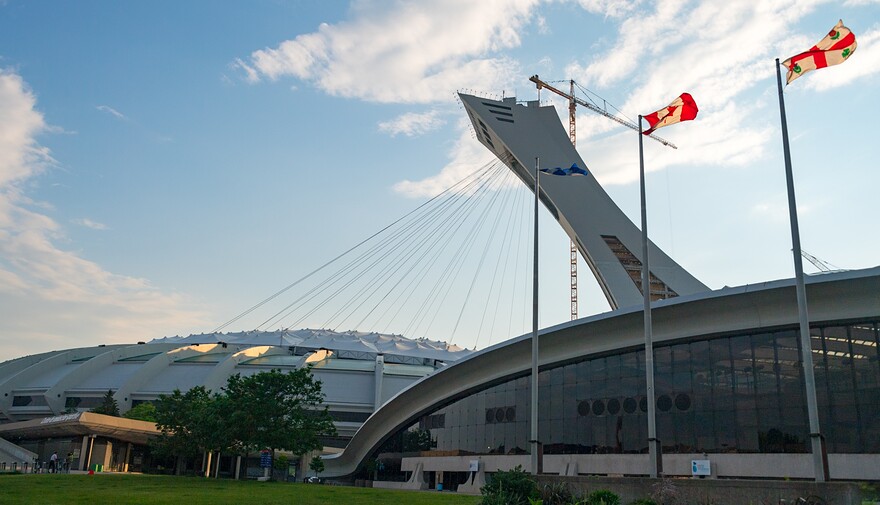 Olympic Stadium, with its inclined tower at right, has long been a Montreal landmark.