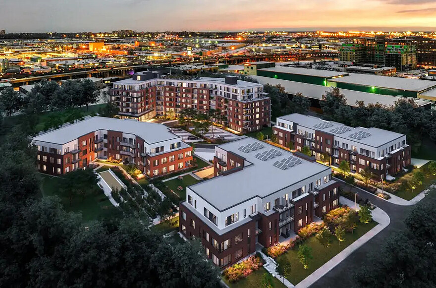 RENDU 3D FOURNI PAR QUORUM - L’entreprise Quorum redonne vie à un ancien terrain industriel situé presque à la jonction des autoroutes Métropolitaine et Décarie, dans Saint-Laurent