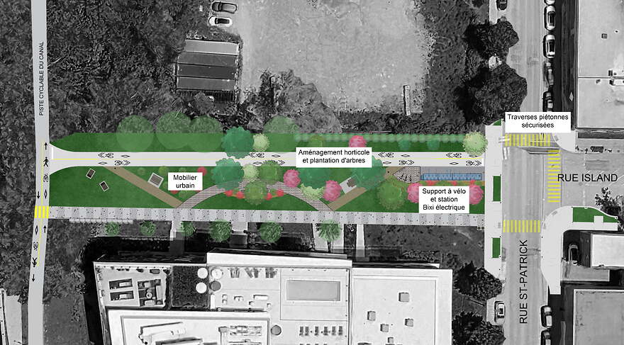 Plan d'aménagement de la rue Island entre le canal de Lachine et la rue Saint-Patrick