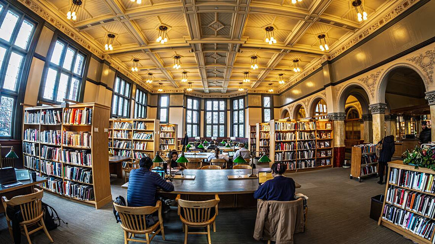 Originally built as two rooms, the recently named Peter F. Trent Art and Architecture Room has long been an open-space reading area at the Westmount Public Library. ©Dave Sidaway Montreal Gazette