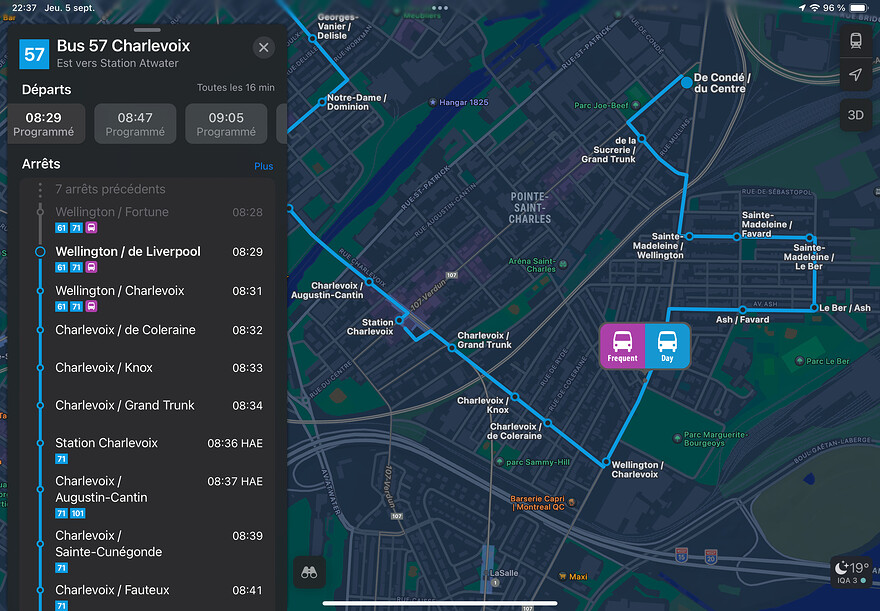 Passé 08:00, la 57 passe aux 20 min
