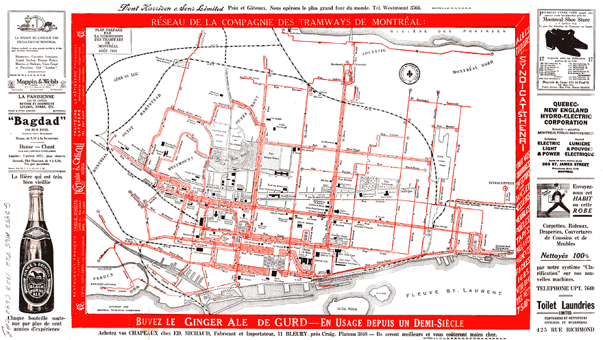 Plan des lignes de 1923