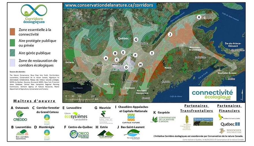 Les corridors écologiques au Québec.