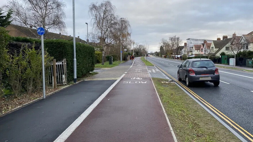 Milton Road - a busy corridor linking the city with the A14 - is now segregated with priority for cycling and pedestrians ©Phil Shepka / BBC