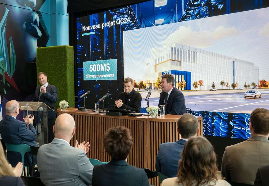 Le maire de Québec, Bruno Marchand, était présent à la conférence de presse de Vantage Data Centers, jeudi.