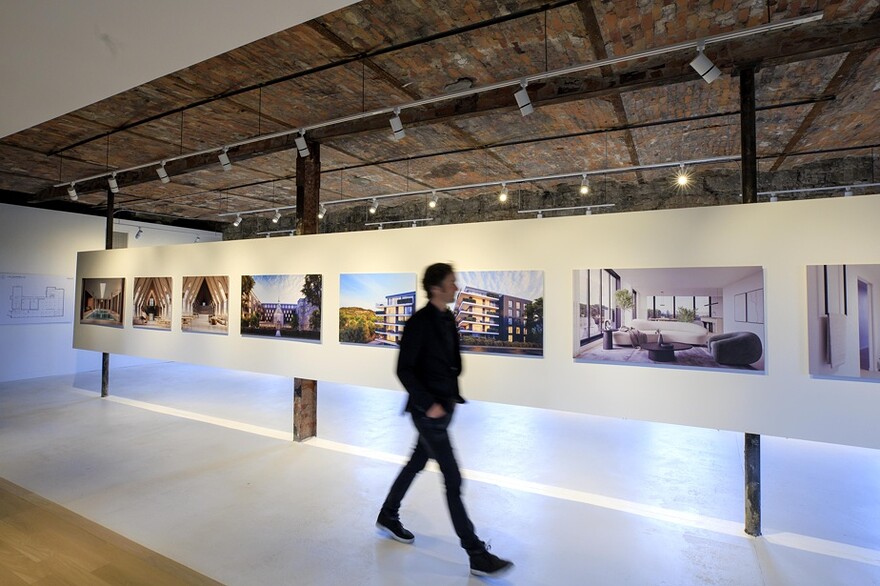 Les différents espaces du projet sont présentés dans la salle d’exposition.