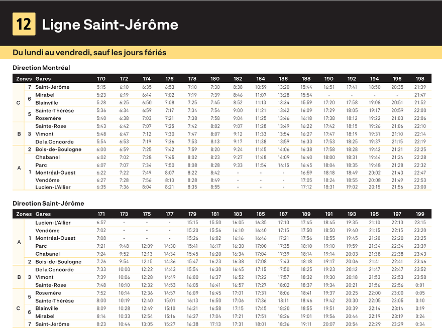 Appel d'offres - Horaire 12 Saint-Jérôme
