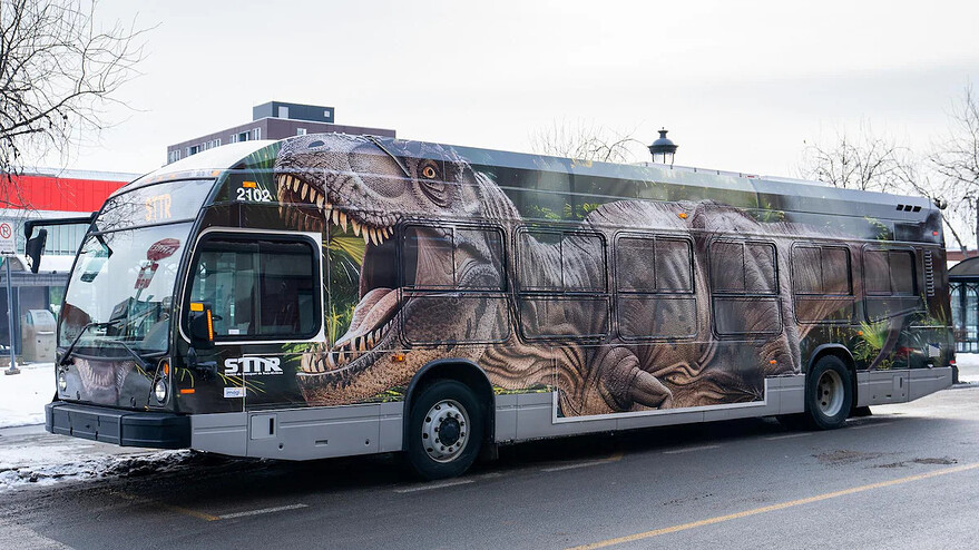 La STTR souhaitait attirer l'attention sur la transition énergétique de ses autobus. © Photo : Radio-Canada / Jean-François Fortier