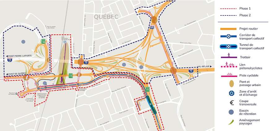 Carte du chantier de la tête des ponts