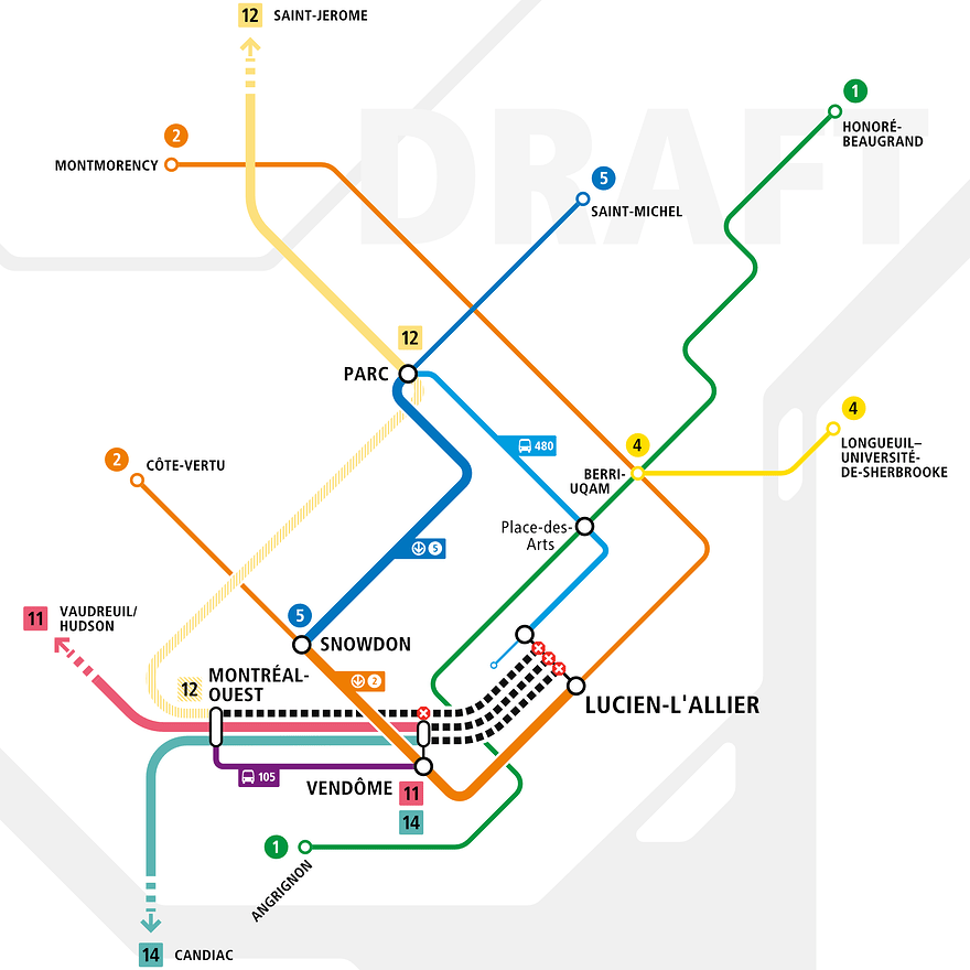 train modified service map