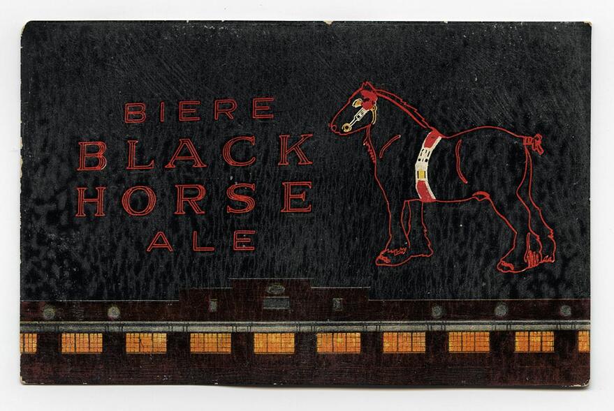 1940v. carte postale Bière Black Horse Ale Musée de Lachine