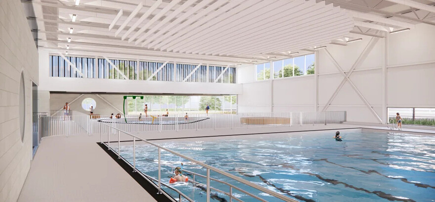 Vue intérieure de la future piscine municipale intérieure Roger-Rousseau © Arrondissement d'Anjou