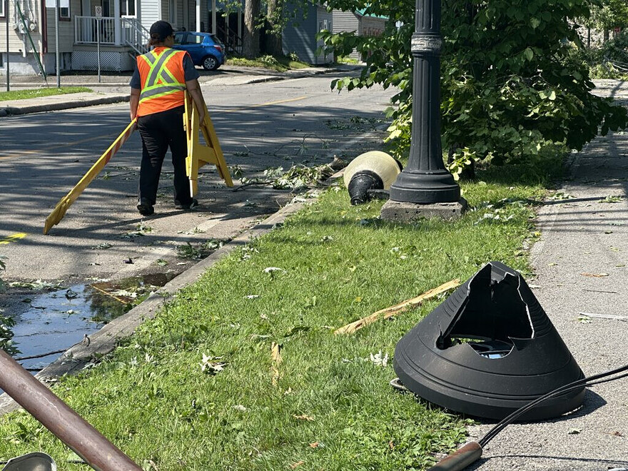 Debris seen in L’Assomption after the previous night’s storm amid a heat wave, seen on July 3, 2026 (Erin Seize, CityNews)