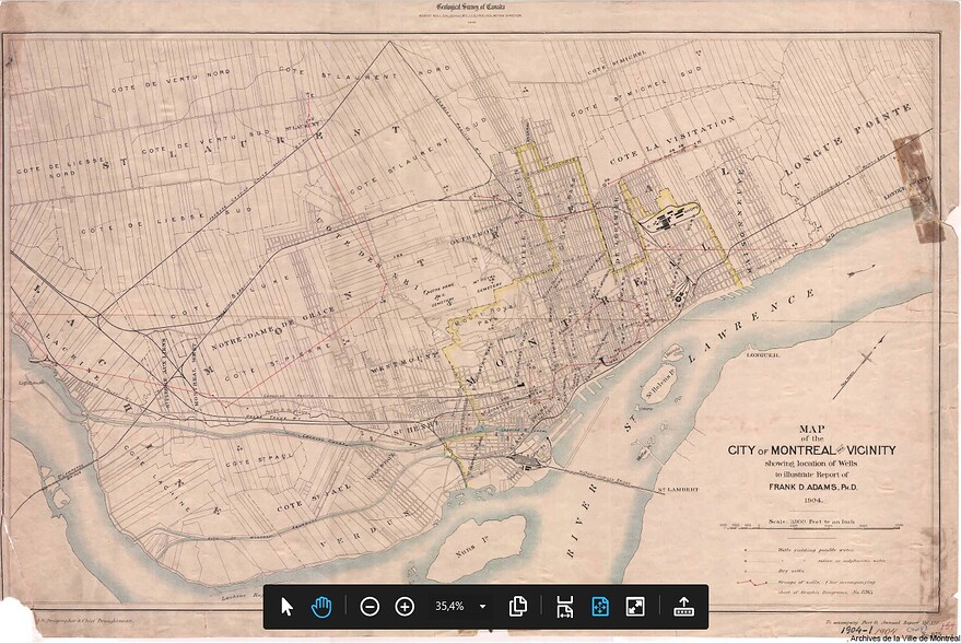 1904 carte ville centre localisation puits