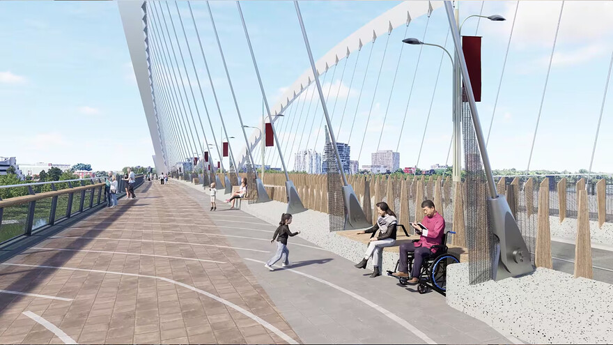 The bridge features lookout spaces offering uninterrupted views of the river and the central capital scene. (NCC)