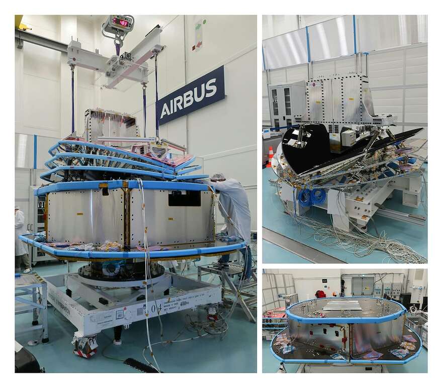 Le télescope Ariel en train d'être assemblé, en 2024. (Image : Airbus / ESA)