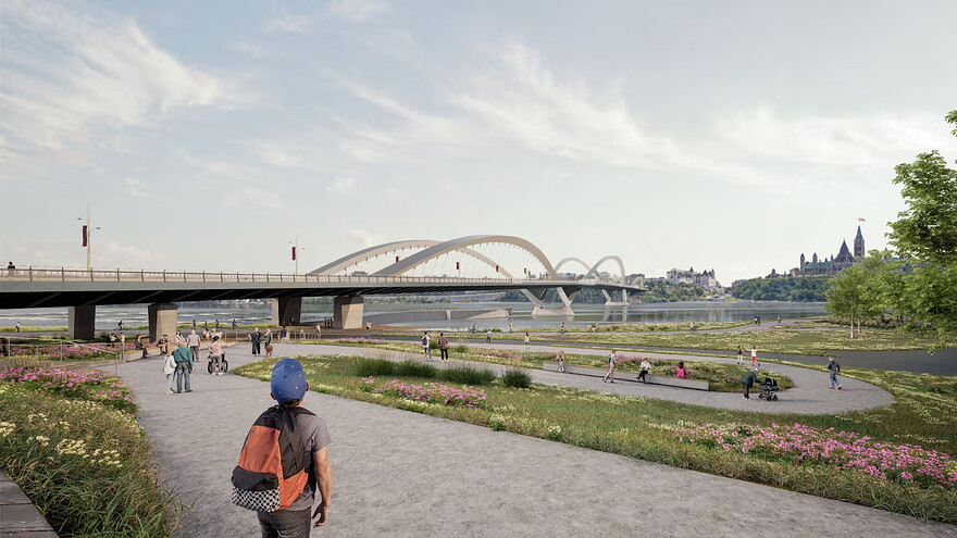 The bridge approaches are positioned sensitively on the river’s shorelines and escarpment.(NCC)