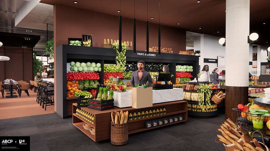 Maquette de l'épicerie et d'une partie du District Gourmet prévus au QG Vieux-Québec