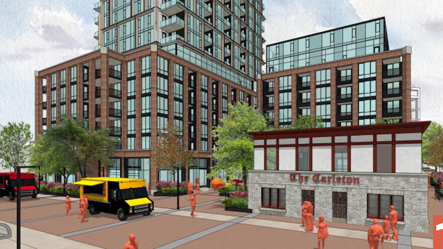 A proposal by Taggart and Stantec Consulting calls for the Carleton Tavern to be demolished and “reimagined” as part of a plan to build a 38-storey high-rise on Parkdale Avenue in Ottawa. (Stantec Consulting/Hobin Architecture/report)