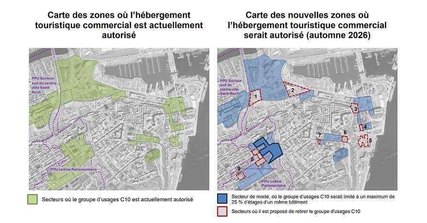 L'administration Marchand veut interdire l'hébergement touristique commercial dans près d'une dizaine de zones du Vieux-Québec.