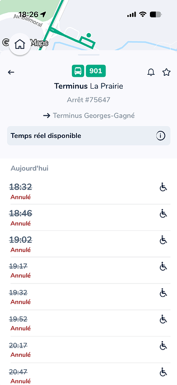 Horaire de l'arrêt Terminus La Prairie