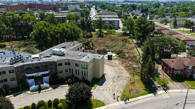Le boisé des sœurs de Trois-Rivières a été coupé au cours des derniers jours. (Photo : 29 juin 2026) Photo : Radio-Canada / François Genest