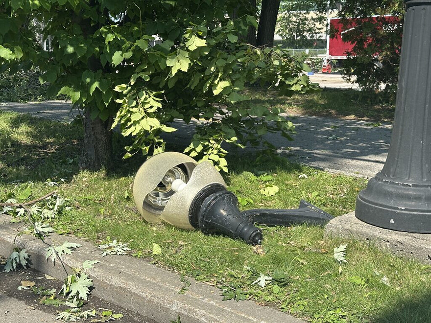 Debris seen in L’Assomption after the previous night’s storm amid a heat wave, seen on July 3, 2026 (Erin Seize, CityNews)