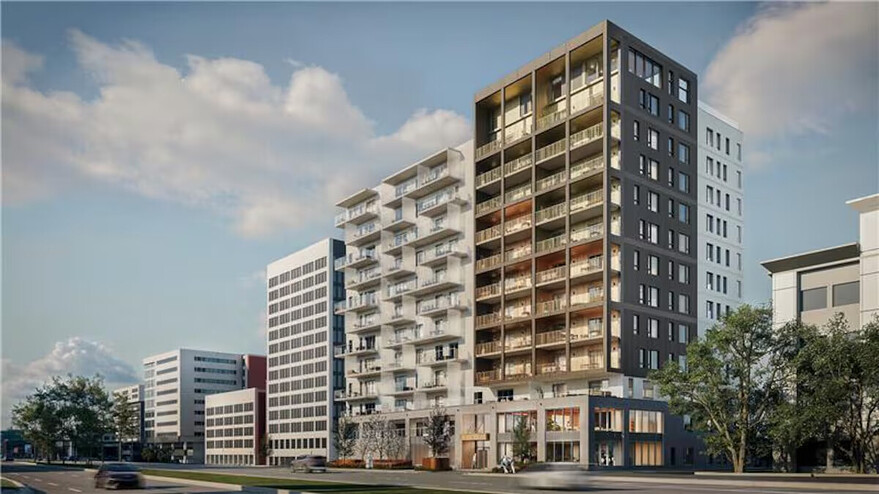 Le futur immeuble multirésidentiel comptera 12 étages et 116 logements. Photo : LOGISCO