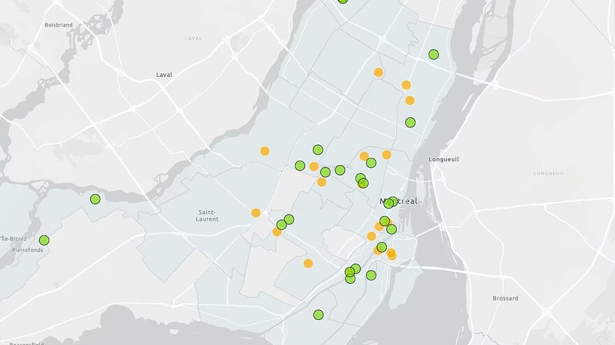 La carte des terrains disponibles pour des coopératives ou des OBNL d’habitation voulant développer des projets de logements hors marché. Photo : Ville de Montréal