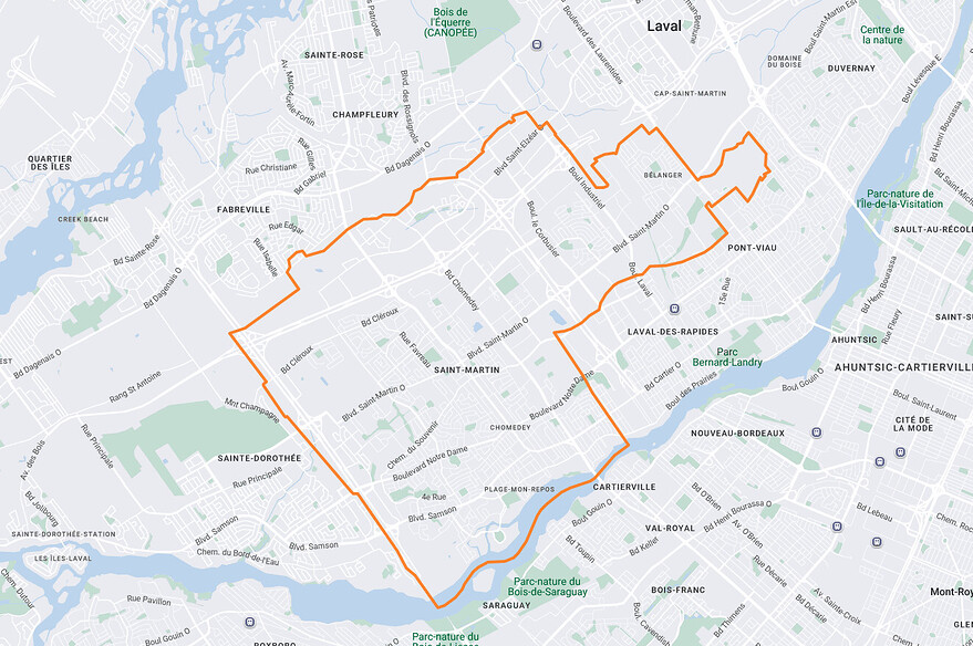 Périmètre du quartier Chomedy à Laval