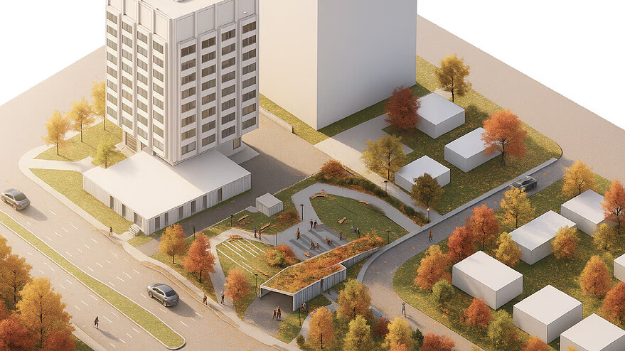 La Ville de Québec aménagera un parc au-dessus du stationnement souterrain. — Photo : Crédit : SQI/Coarchitecture