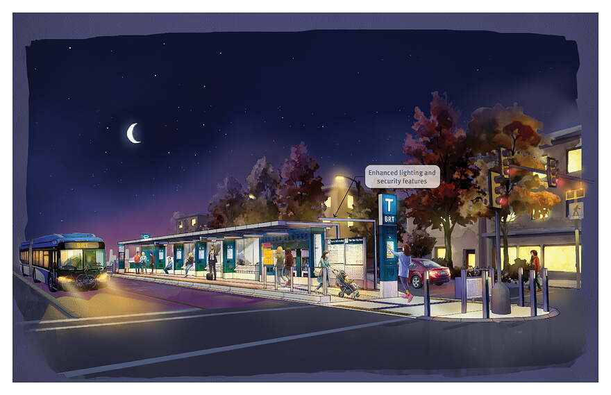 BRT rendering with descriptions night
