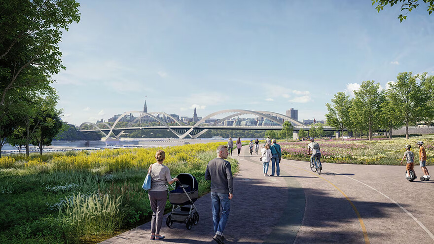 The Ottawa River provides a rich and diverse natural setting for the Alexandra Bridge, which remains a key feature of the landscape in the National Capital Region. (NCC)