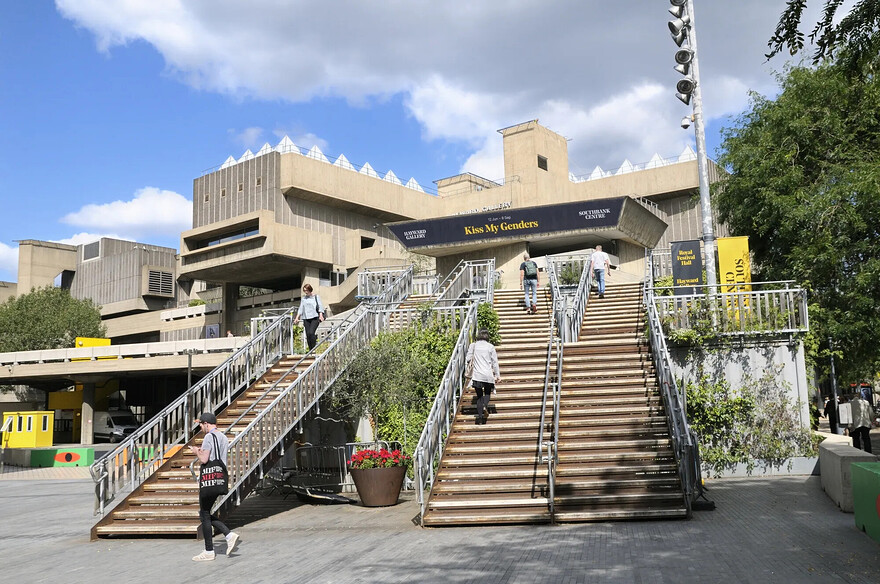 Pops of green and other colors help to explain why Londoners have changed their minds about the Southbank Centre.Photographer: Chris Harris/Universal Images Group/Getty Images