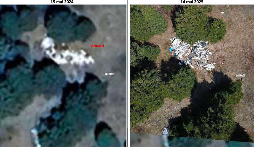 Ces images satellites ont d'abord été analysées par les inspecteurs et des infractions ont été confirmées par une visite sur les lieux, un an plus tard.