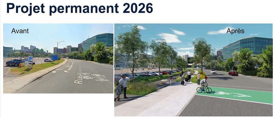 Une esquisse du projet de remplacement de la piste cyclable, sur la rue Abraham-Martin